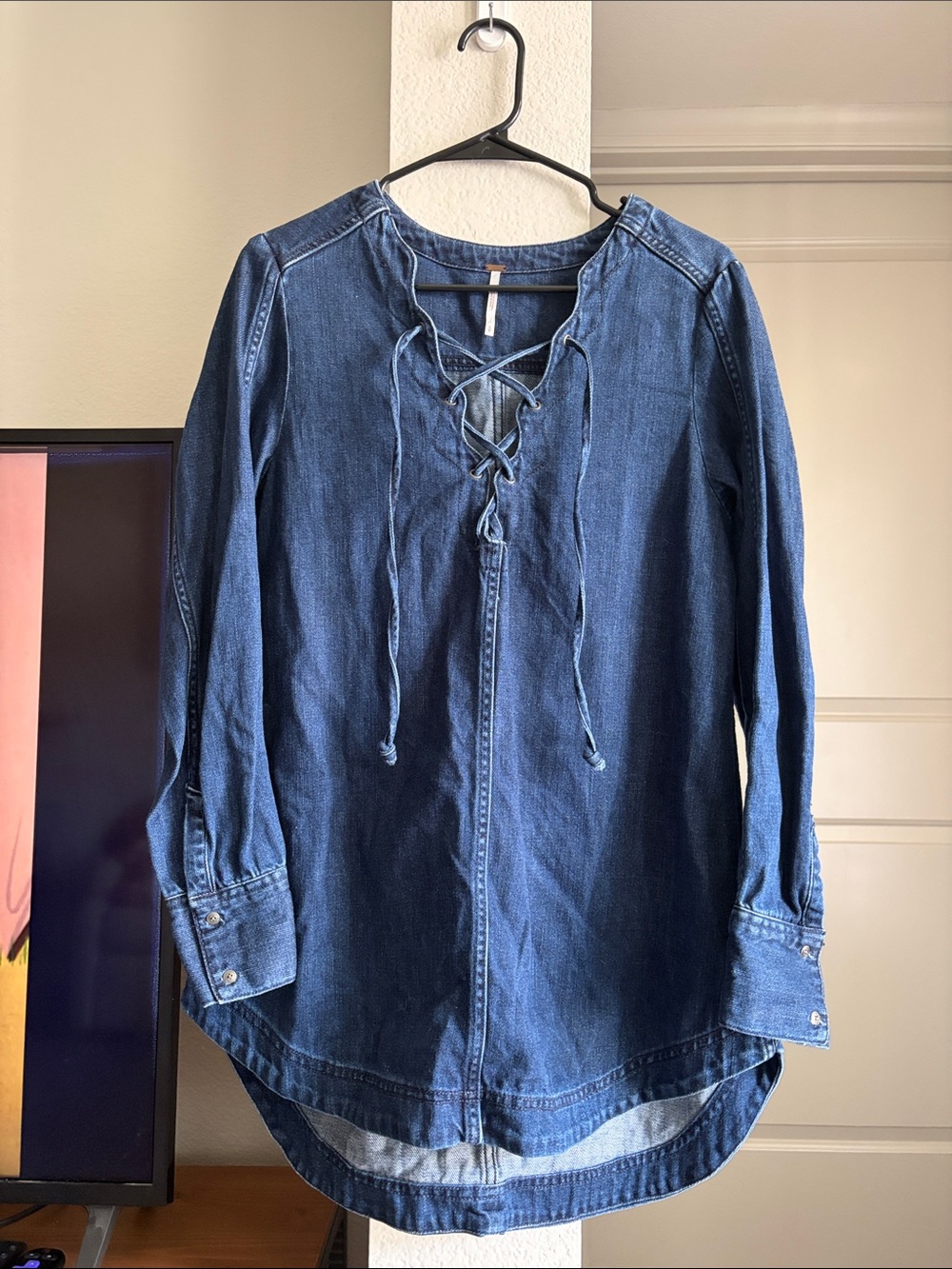 Free People Indigo Lace-Up Denim Tunic